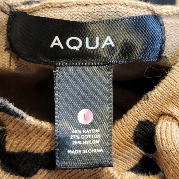 AQUA Animal Leopard Print Hoodie Sweater Tan Black Long Sleeve Casual Trendy L - Picture 10 of 11